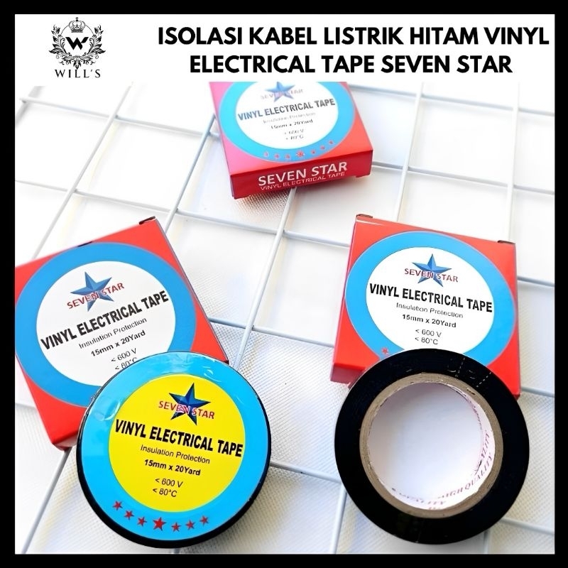 COD Isolasi Listrik Hitam Isolasi Kabel Listrik Vinyl Electrical Tape Seven Star Isolasi Murah Berku