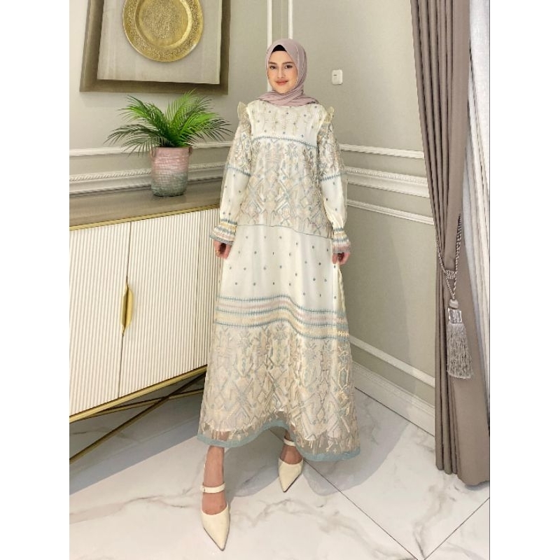 Gamis Exclusive organza mix fayet + Furing armanisilk ori By Edness Kayla