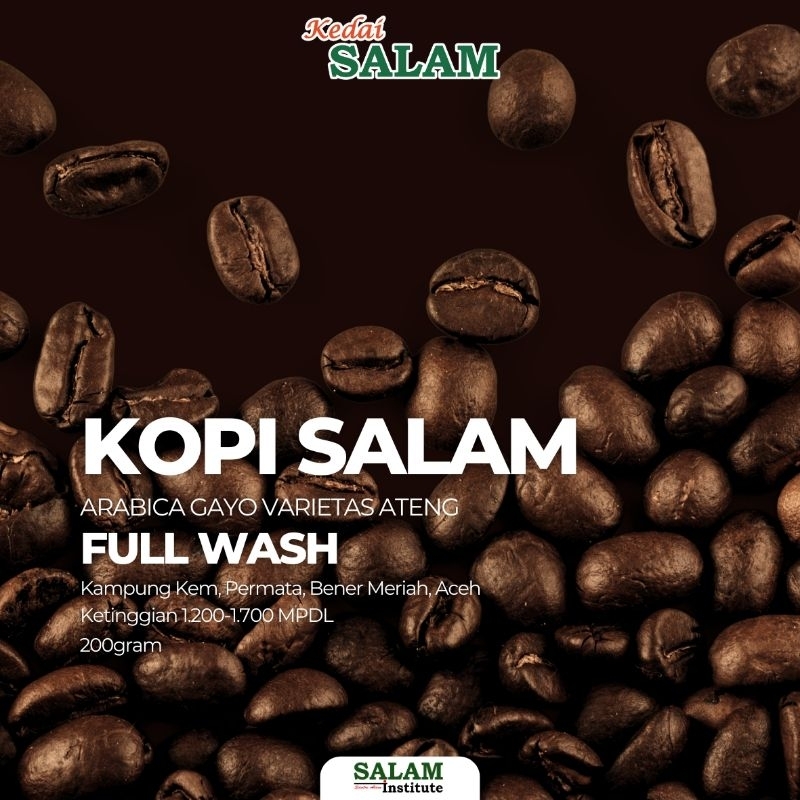 

Kopi SALAM Arabika Gayo Varietas Ateng 200 gr Full Wash