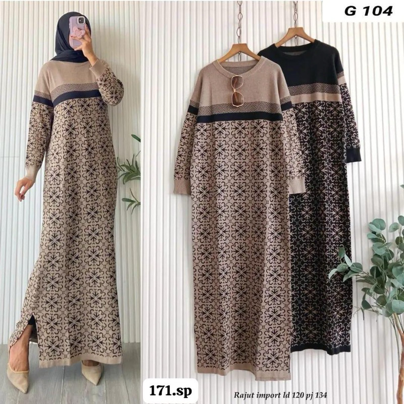 Gamis Rajut Knit Wanita Premium Import Long Dress