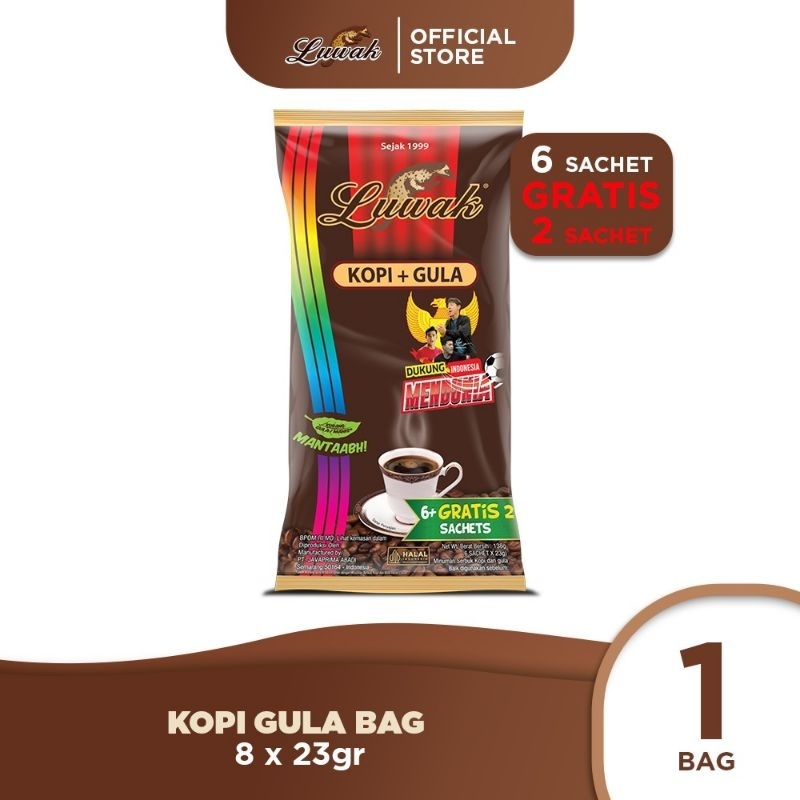 

Luwak Kopi + Gula isi 8 x 23 g