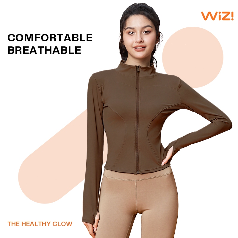 WiZi Baju Lari Wanita Baju Gym Wanita Lengan Panjang Untuk Olahraga Yoga Jaket Anti UV (MT01)