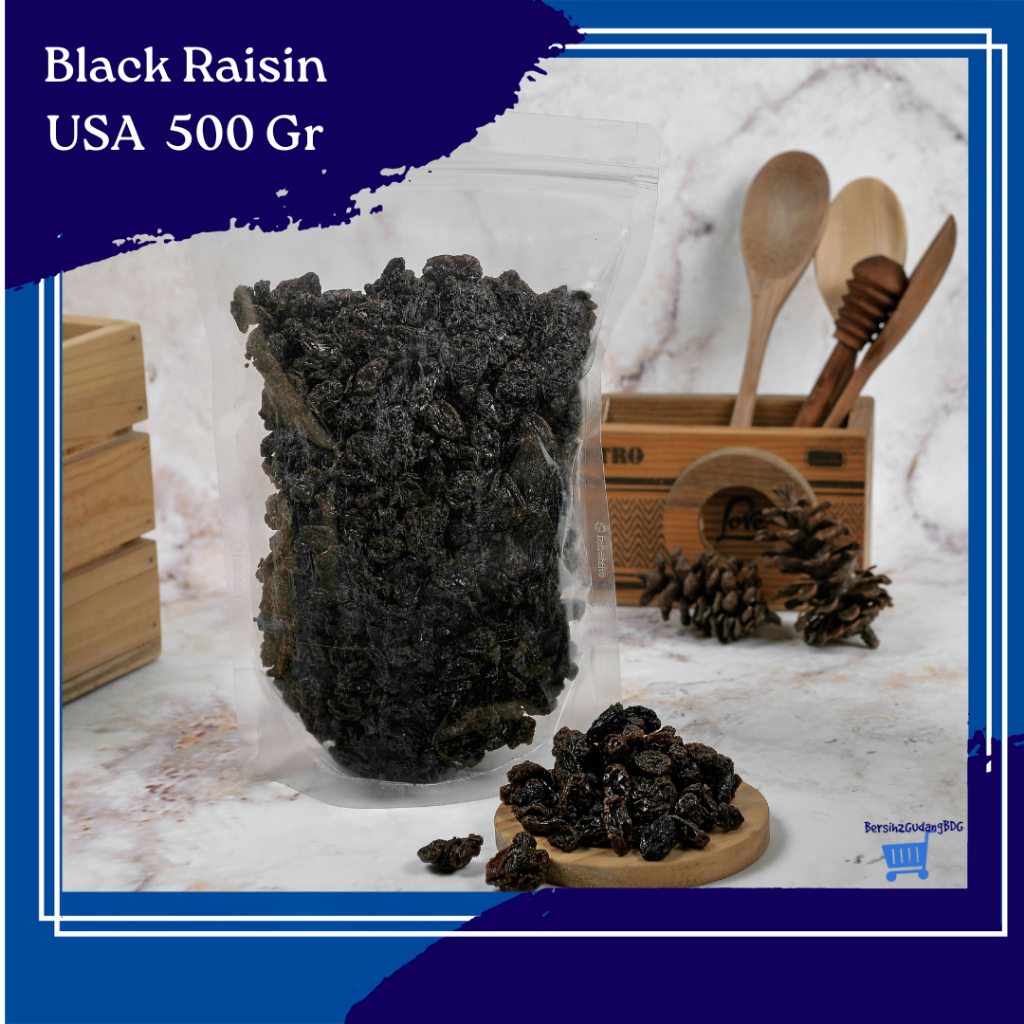 

Kismis 500 Gram / Raisin Hitam / Black Raisin / Dark Raisin / Organic Raisin / Seedless / Premium USA 500 Gr