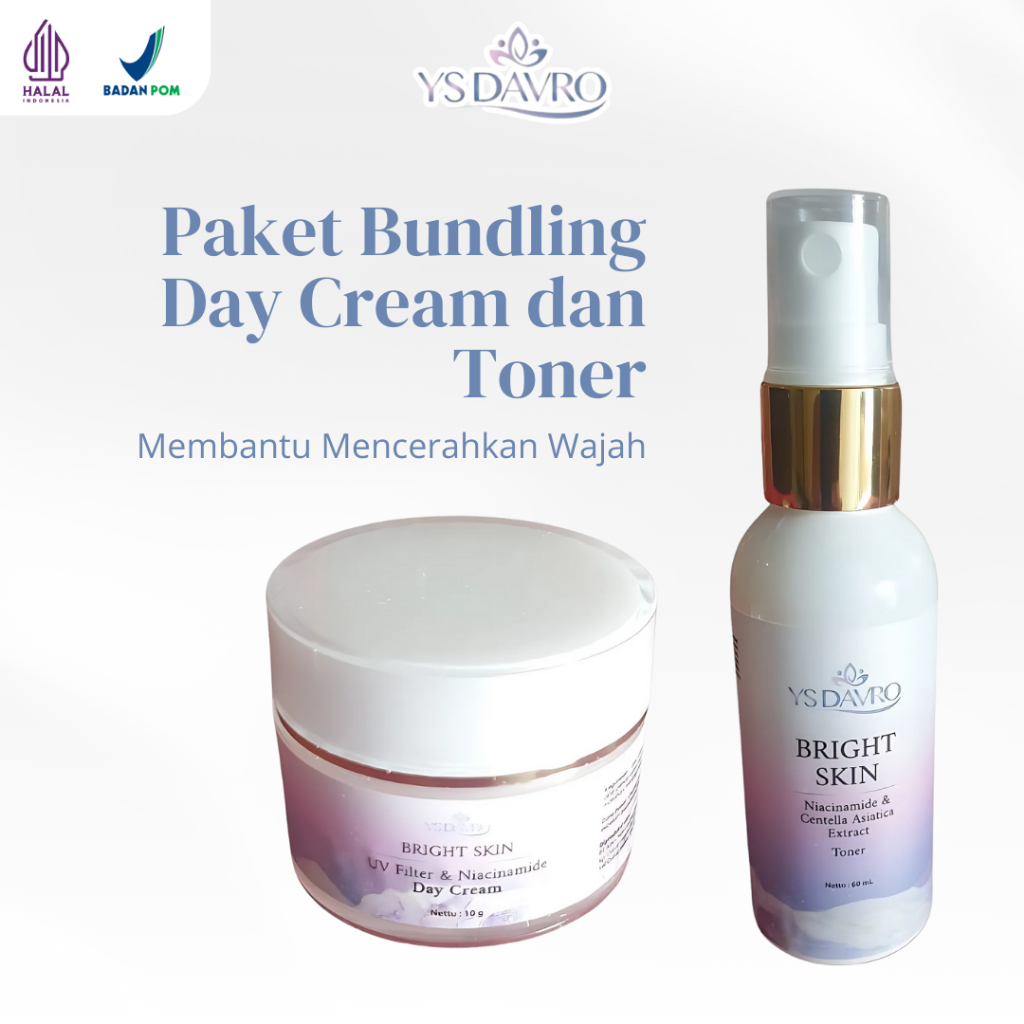 YS DAVRO  Paket Bundling Day Cream 10gr dan Toner 60 ml Skincare Mencerahkan Wajah Skincare  BPOM