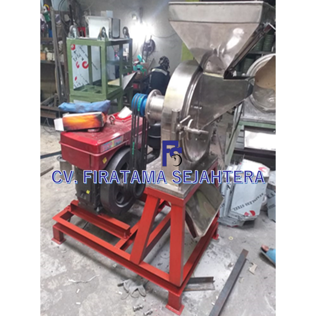 Mesin Penepung Jagung Disk mill DSS 45 Stainless Steel + Mesin Diesel Jiang Fa 24 PK