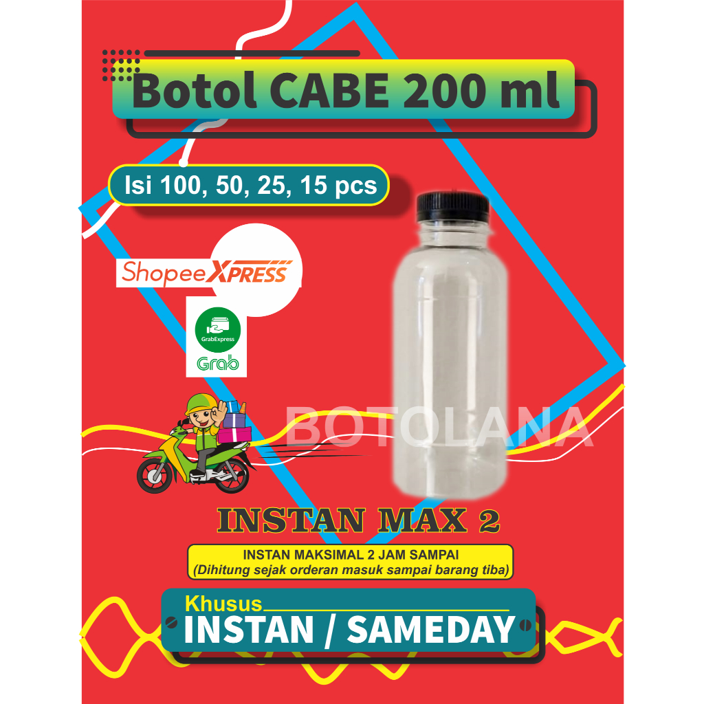 Botol Cabe 200ml / Botol Plastik Cabe 200ml / Botol Plastik 200ml / Botol Plastik Depok [KHUSUS INST