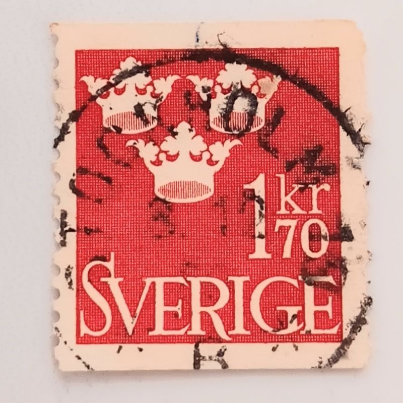 

(AE) Perangko Swedia 1951 Three Crowns 1,70kr Used