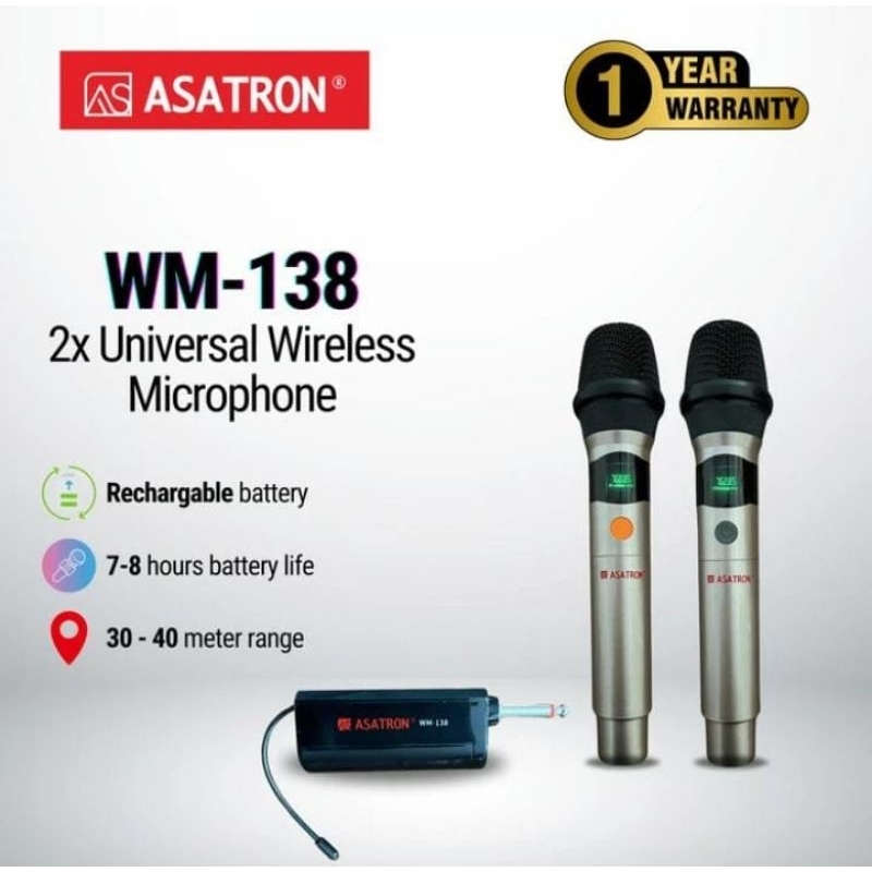 ASATRON MIC WM 138 UNIVERSAL WIRELESS DOBEL MIC (BEST SELLER)