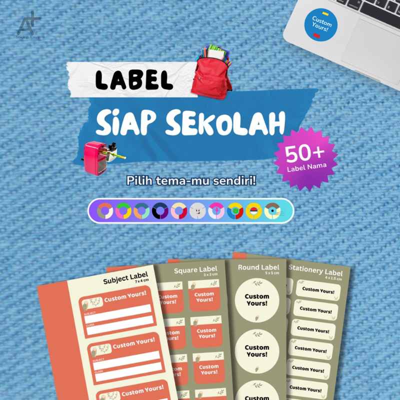 

Paket Label Siap Sekolah - 56 Pcs Sticker Custom Nama Buku Tulis Cetak, Sticker Pensil Alat Tulis, Sticker Nama Waterproof Custom