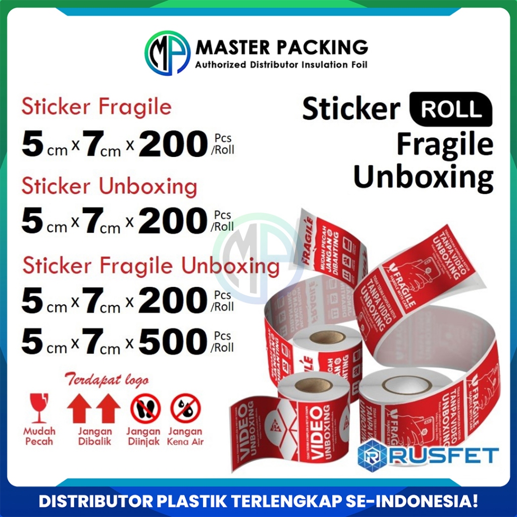

Stiker Wajib Video Unboxing Sticker Fragile Unboxing 200pcs dan 500pcs Per Roll - Fragile Unboxing