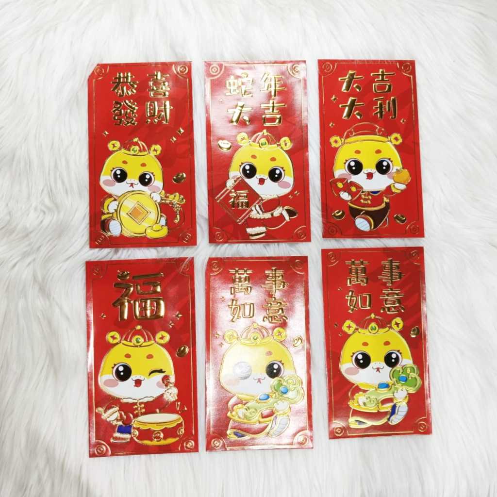 Angpao Imlek Shio Ular 4035 Kertas Merah Besar Isi 6 Mix