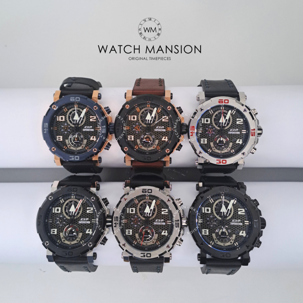 JAM TANGAN PRIA EXPEDITION 6769 E6769 EXP 6769 ANALOG LEATHER STRAP ORIGINAL GARANSI FREE BATERAI