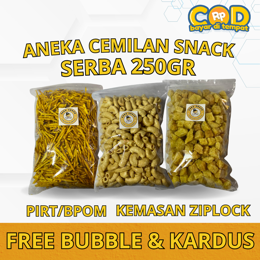 

Snack Kiloan TERLENGKAP 250gr Makanan Ringan Jajanan Cemilan Camilan Pedas Asin Gurih Manis Murah