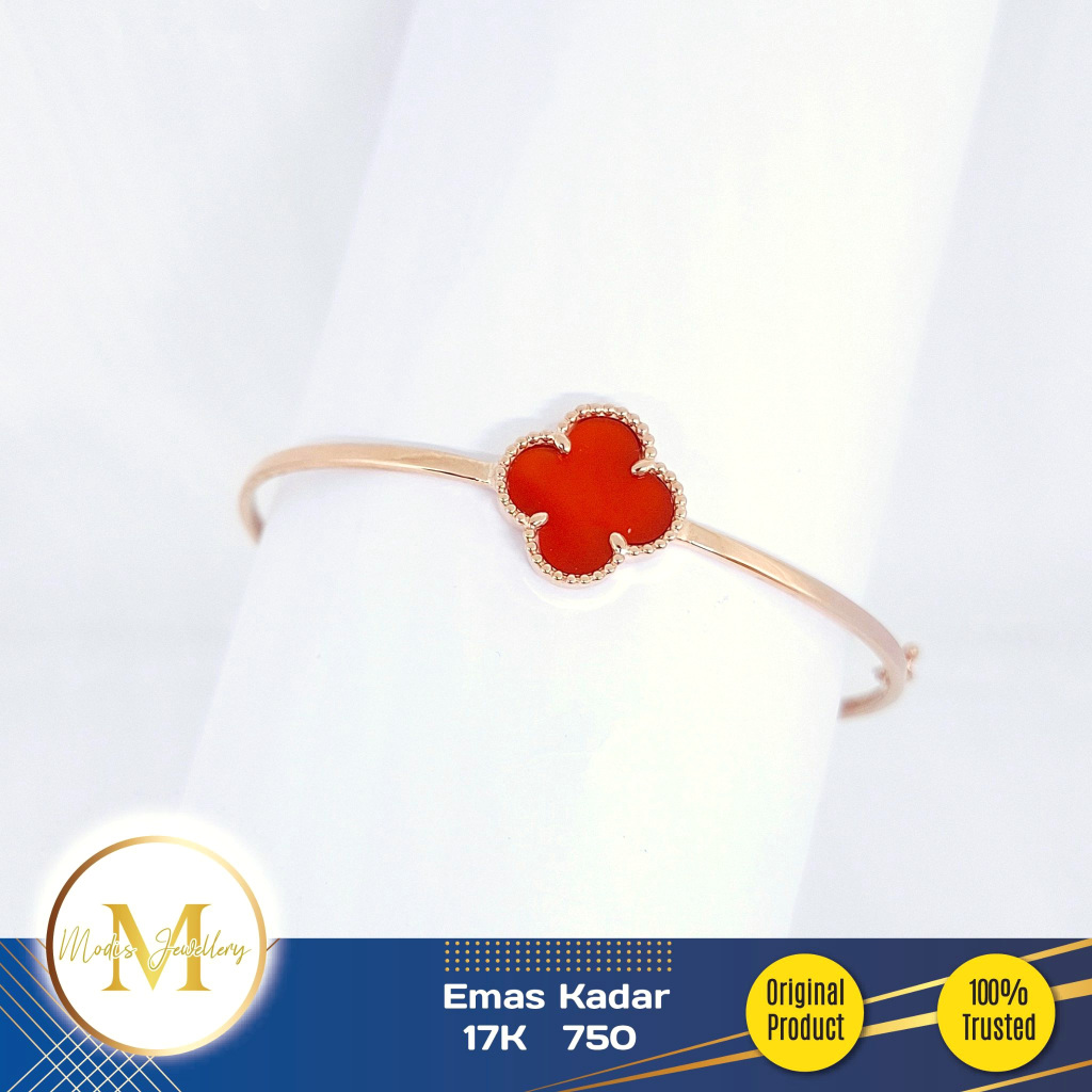 MODIS JEWELLERY - Gelang Bangle Clover Terracotta Rosegold - Emas 17k  750