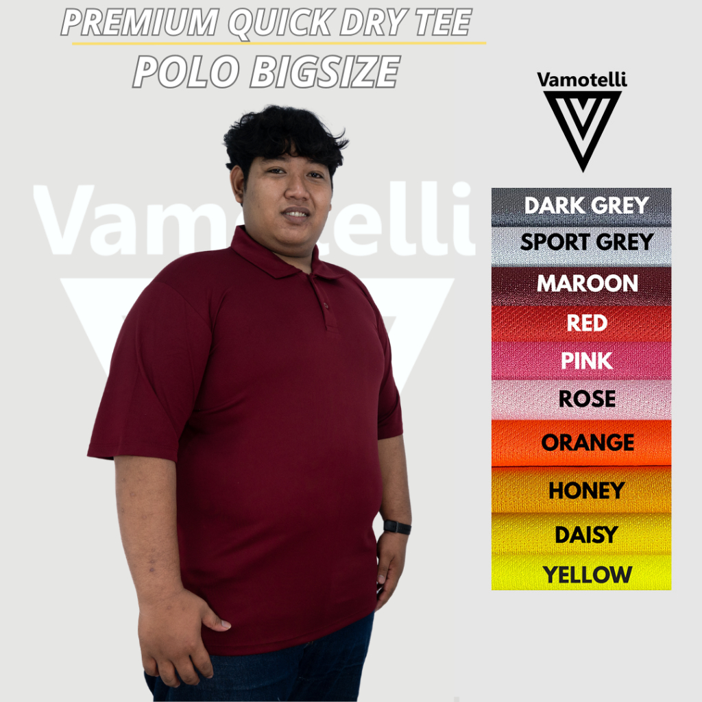 VAMOTELLI Atasan Big Size Kaos Polo Shirt Unisex Bahan DryFit Baju Kasual dan Olahraga #3