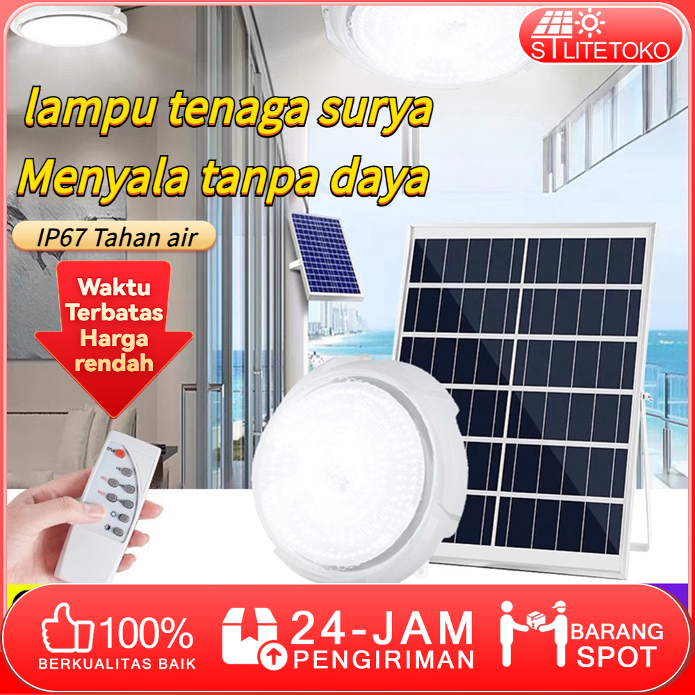 lampu panel surya IP67 Tahan air lampu led tenaga surya Lampu Plafon dikendalikan dari jarak jauh la