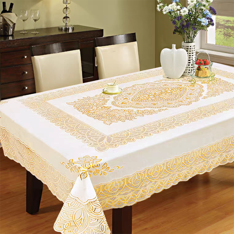 Taplak Meja Makan Sultan Motif Golden Bunga Persegi Panjang Ukuran 120x150cm / Ruang minimalis Tamu 