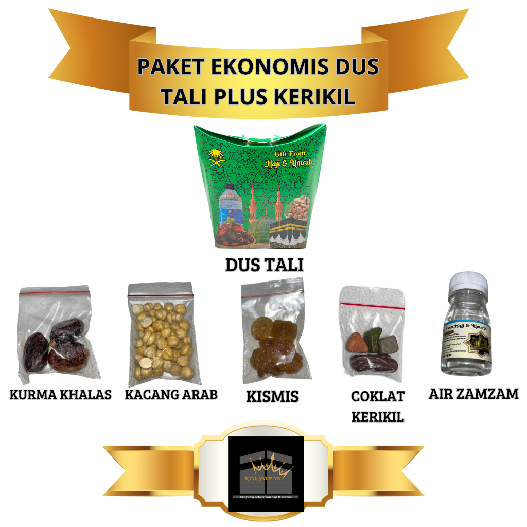 

Paket Oleh-Oleh Haji dan umroh Ekonomis Dus Tali plus coklat kerikil plus zamzam