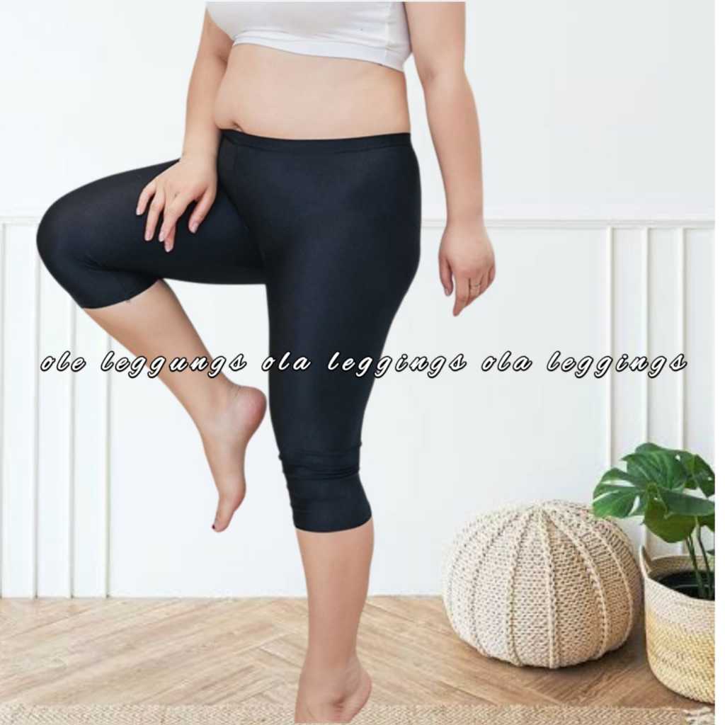 Legging 3/4 wanita dewasa jumbo bahan spandek licin