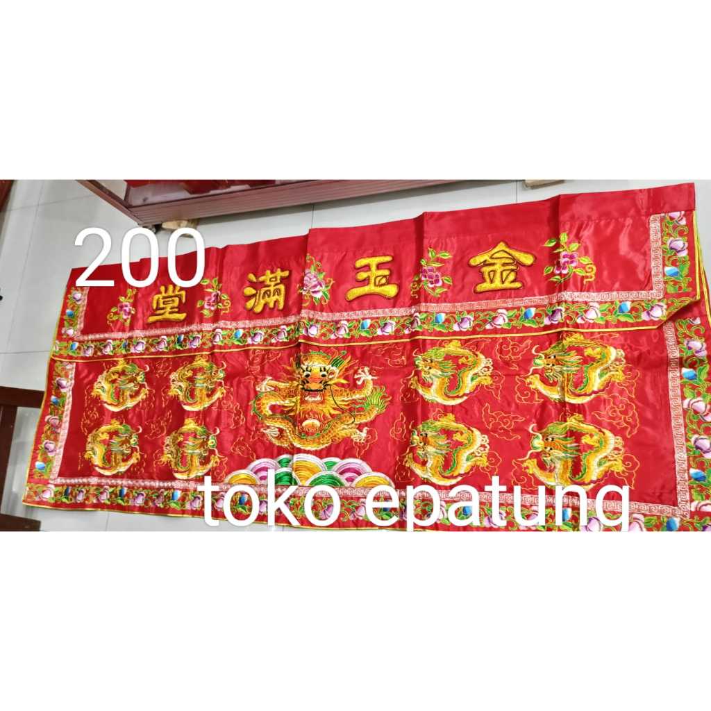 Towi / Tok Wi / Tokwi - Kain altar Merah - 9 Naga - Bordir - 200 cm g