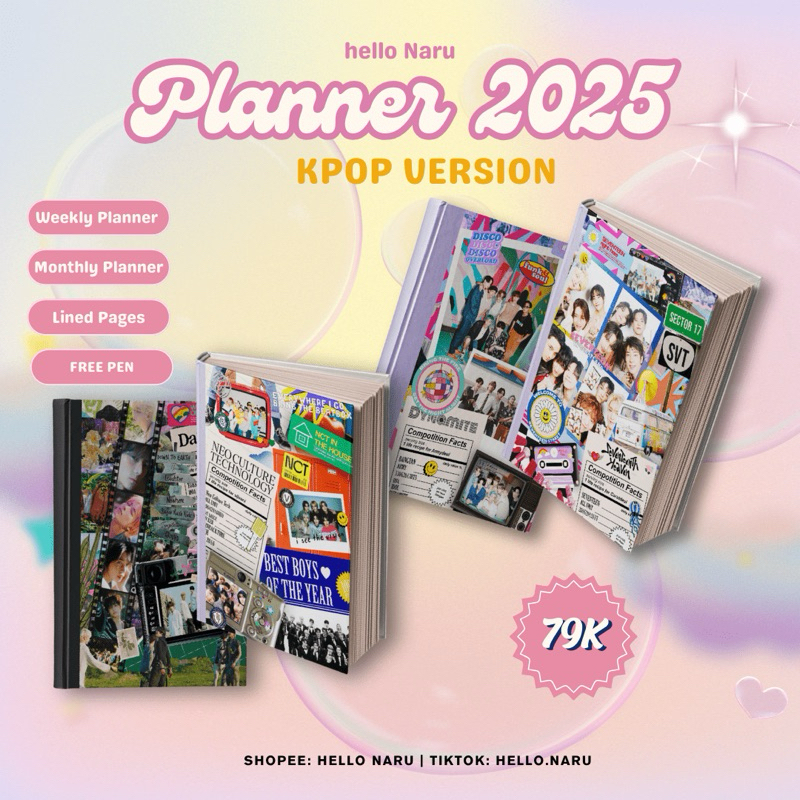 

PLANNER 2025 with Bangtan BTS & Seventeen SVT Heaven Buku Catatan Notebook FREE PURPLE PEN | Bisa COD