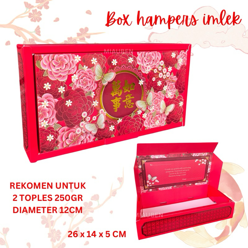 

isi 5 Box hampers imlek untuk 2 toples 250gr bulat