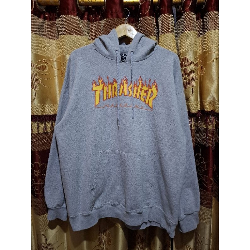 Thrasher Hoodie Abu-abu