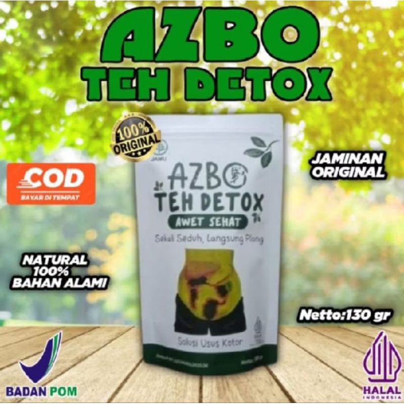 

(READY STOCK C.O.D) PROMO EKSTRA AZBO TEH DETOX ORIGINAL (isi 130g)AWET SEHAT/PEMBERSIH USUS KOTOR/TEH PELANCAR PENCERNAAN/TEH DETOX