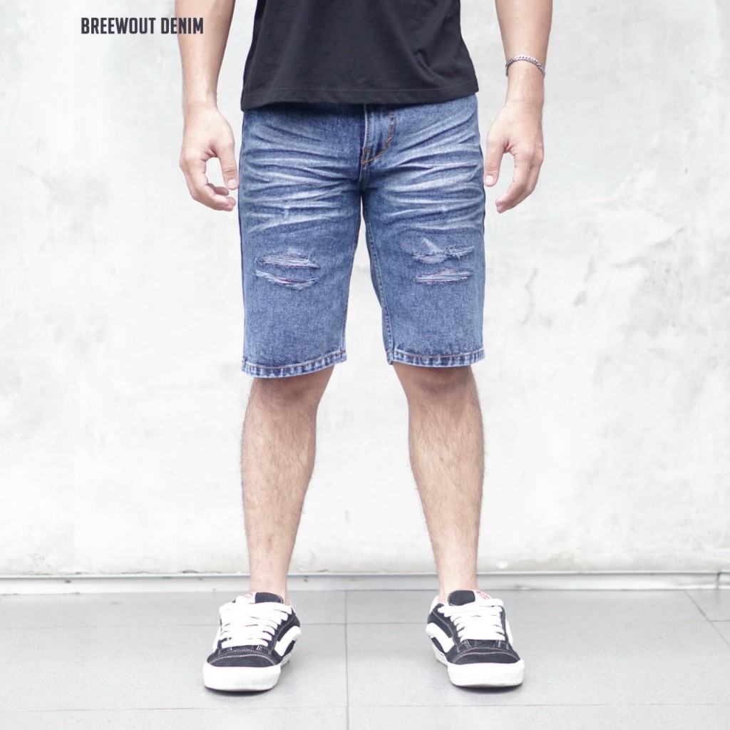 Celana Pendek Jeans Denim Sandwash Pria Keren