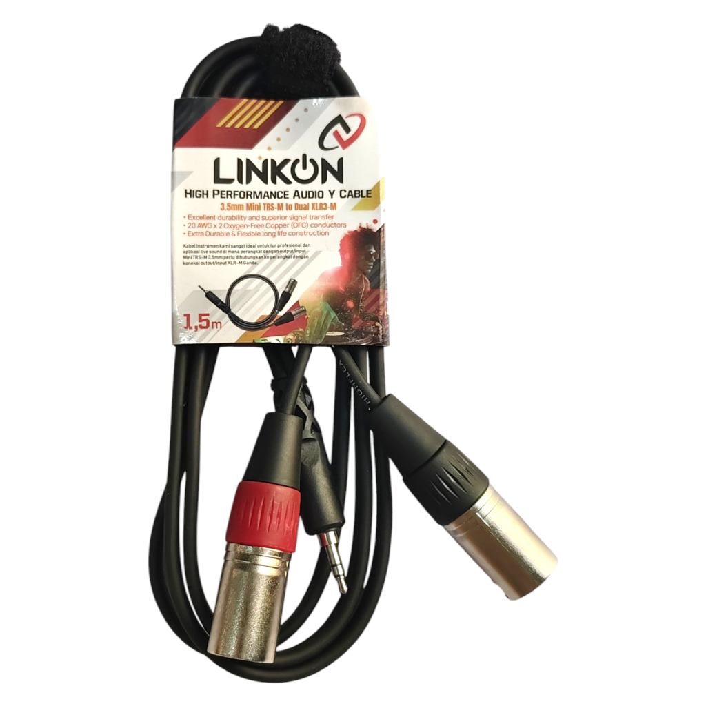 KABEL UNTUK MIXER KE HANDPHONE / 2 JEK CANON TO JEK MINI STEREO