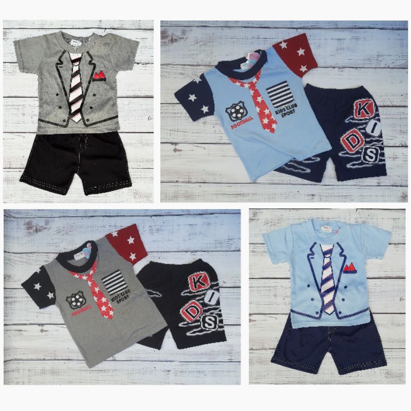 Setelan Anak Laki Laki Murah Baju Cowok Lucu Usia 6-12 Bulan Amena Motif Dasi