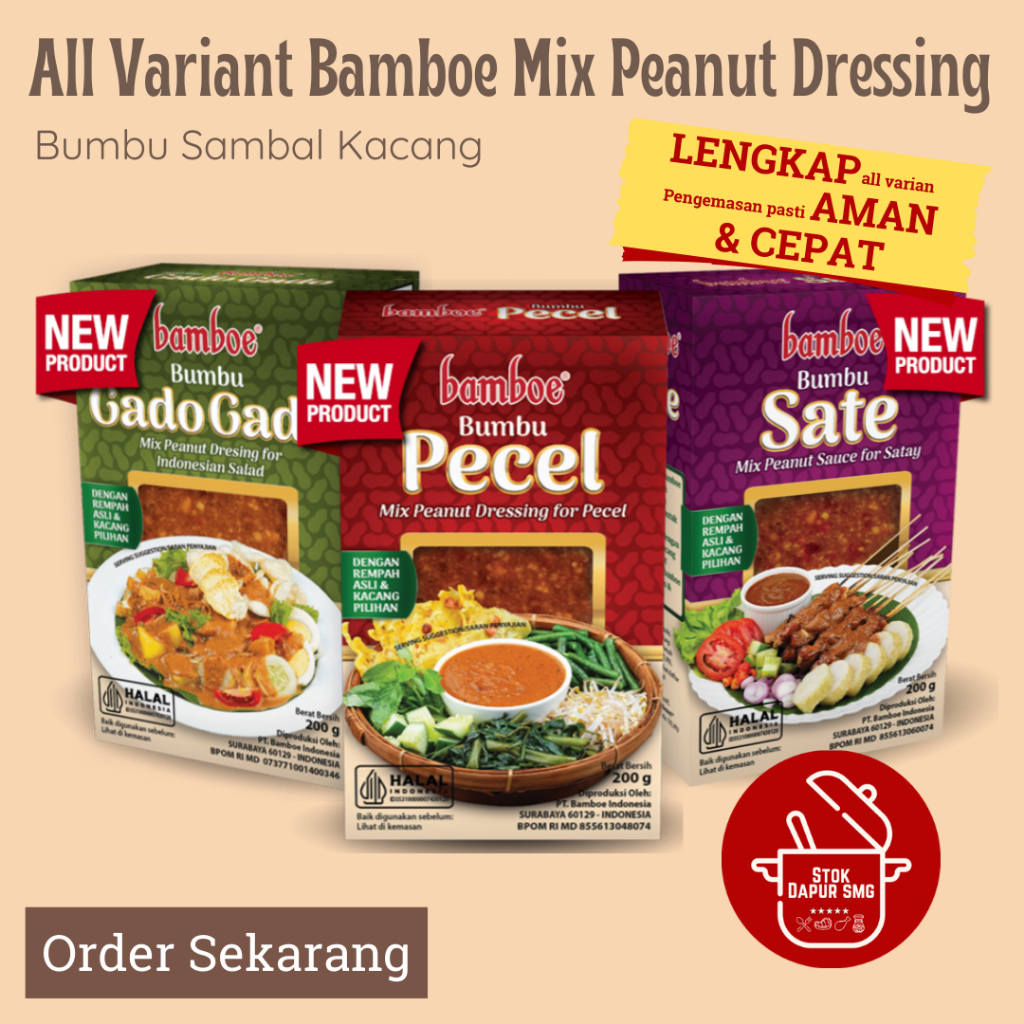 

BAMBOE Sambal Kacang Mix Peanut Dressing Pecel Sate Gado Gado All Varian