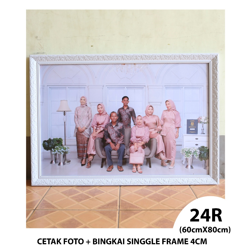 24R 60x80 Cetak Foto + Bingkai Single Frame Bebas Pilih Motif dan Warna