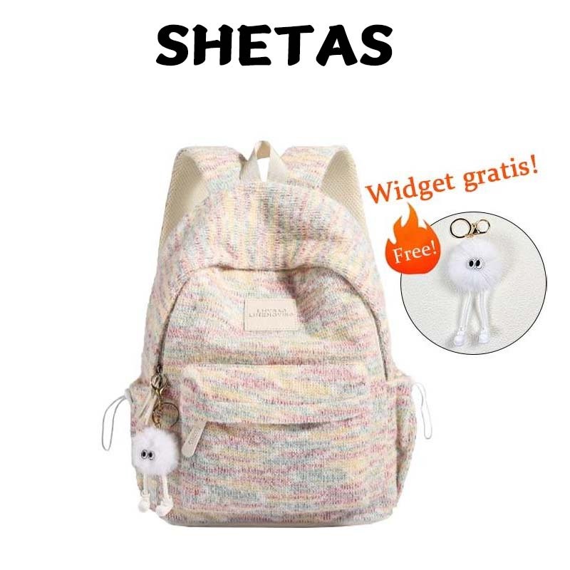 Tas Lucu SHETASPelangi Mewah Tas Ransel Rajutan Mini Tas Travelling Wanita Ransel Lucu Mini Backpack