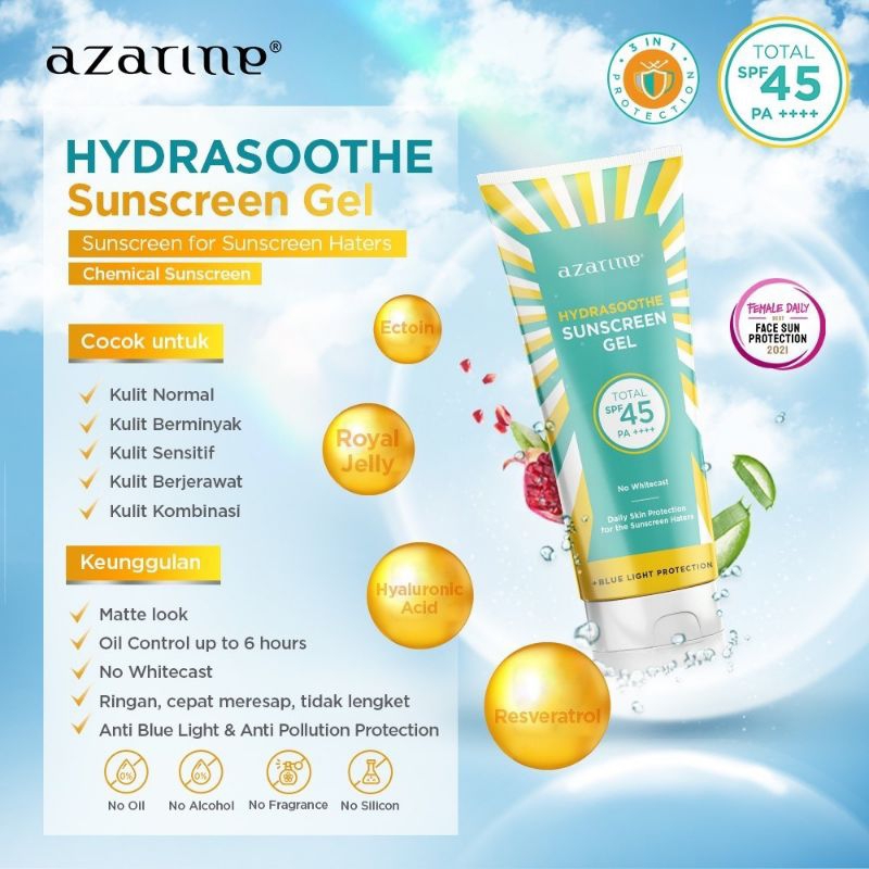 Azarine Sunscreen ss gel spf45 hydramax c spf50 ceraspray spf50 calm my acne/cicamide