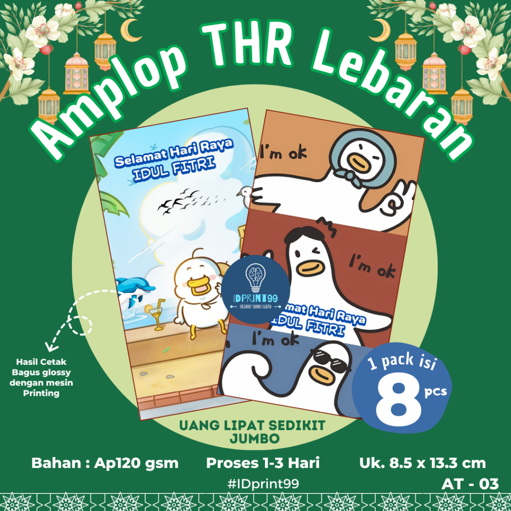 

[8pc AT-04] AMPLOP THR IDUL FITRI JUMBO EDISI DUCK | THR LEBARAN JUMBO ISI 8 PC | 8.5 X 13.3 CM
