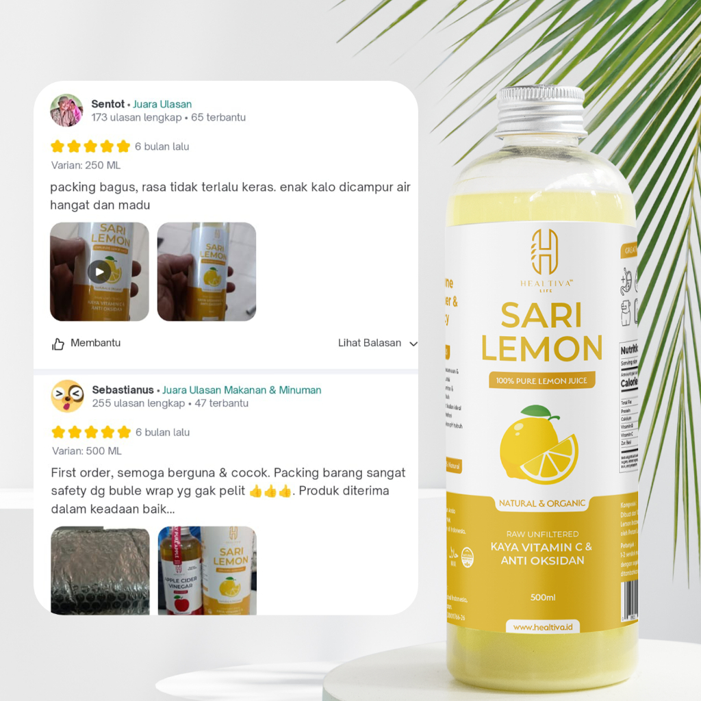 

HEALTIVA Sari Lemon Murni ORIGINAL 500ml Minuman Diet Detox Alami / Pure Jus Lemon Premium Halal