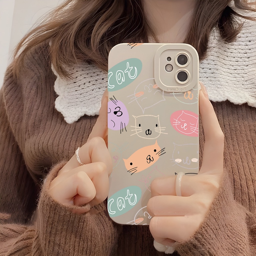 SS109 Case For IPHONE 11 12 13 14 PRO MAX Cute Cat Softcase Casing Hp PB2657