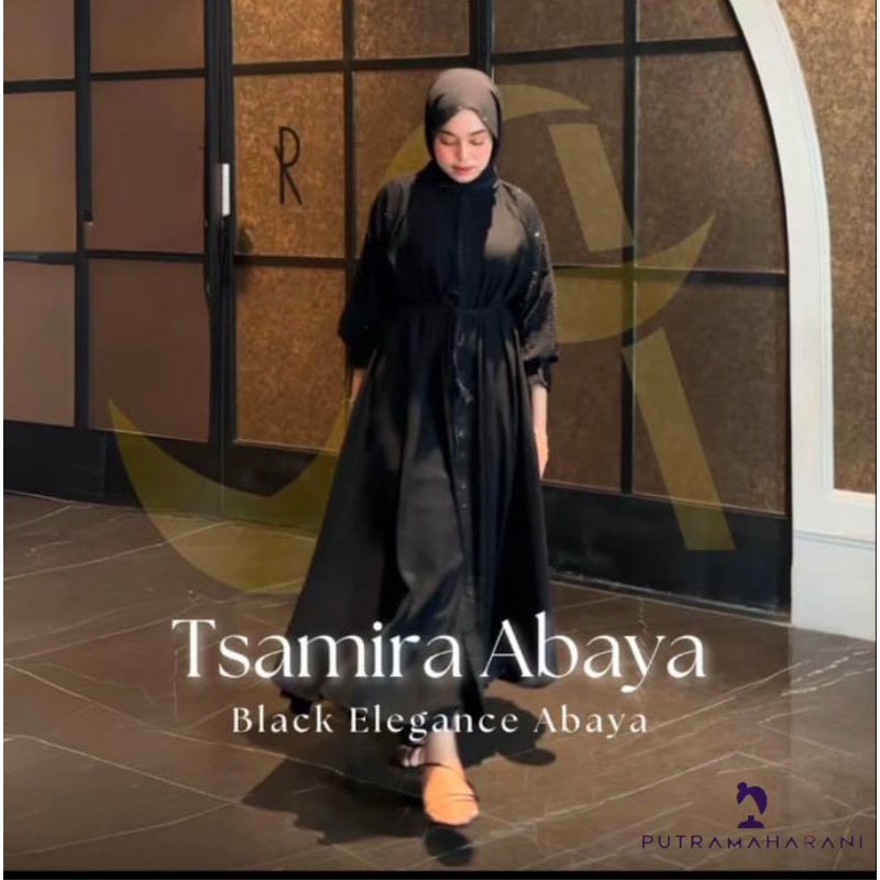 Tsamira Black Abaya Elegance Jetblack Dilla Abaya original