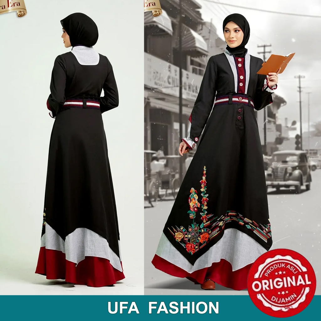 Gamis hitam modis elegan TUNEECA T-0724001
