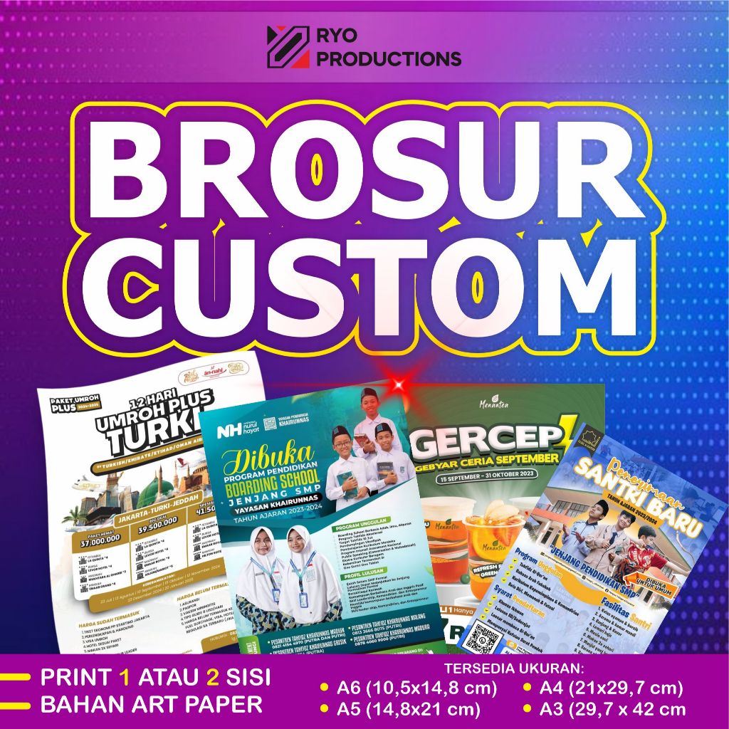 

[TERLARIS] CETAK BROSUR CUSTOM TERMURAH | A6 | A5 | A4 | A3 [ 1 SISI / 2 SISI ] CUSTOM FLYER