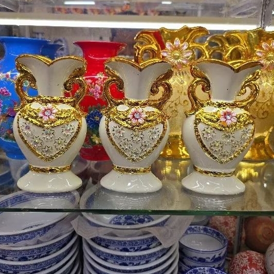 vas keramik mewah hias set 3 / keramik hias import / pajangan lemari hias / pajangan ruang tamu