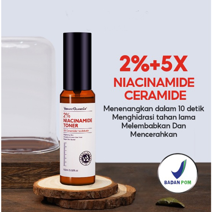 Ori 100% VIBRANT GLAMOUR [BPOM] 2% Niacinamide Toner 100ml 5X Pemutih Pelembab Wajah