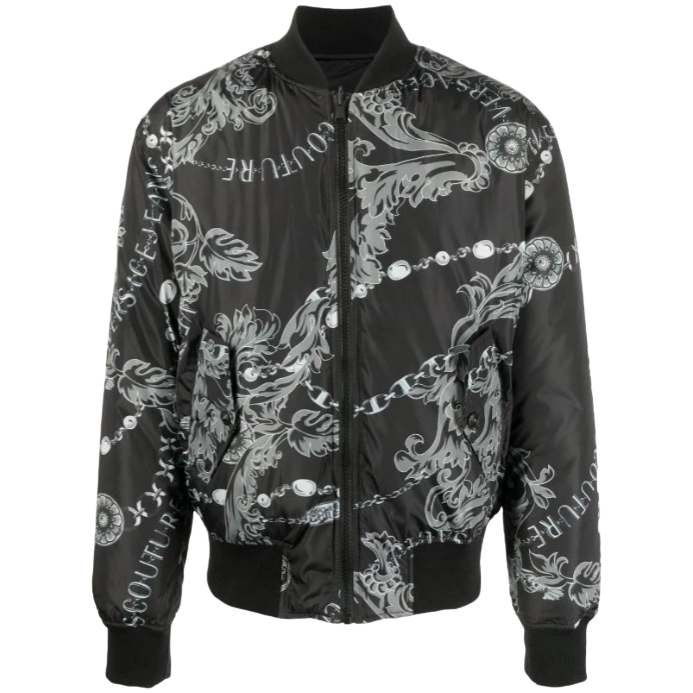 Versace Jeans Couture Black Chain Bomber Jacket / Jacket Branded Original