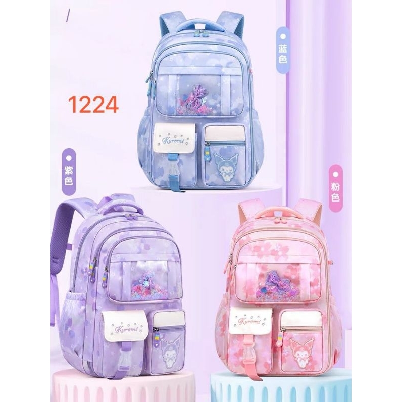 TAS SEKOLAH CEWEK KUROMI MODEL KULKAS PARASUT TEBAL UNTUK SD-SMP