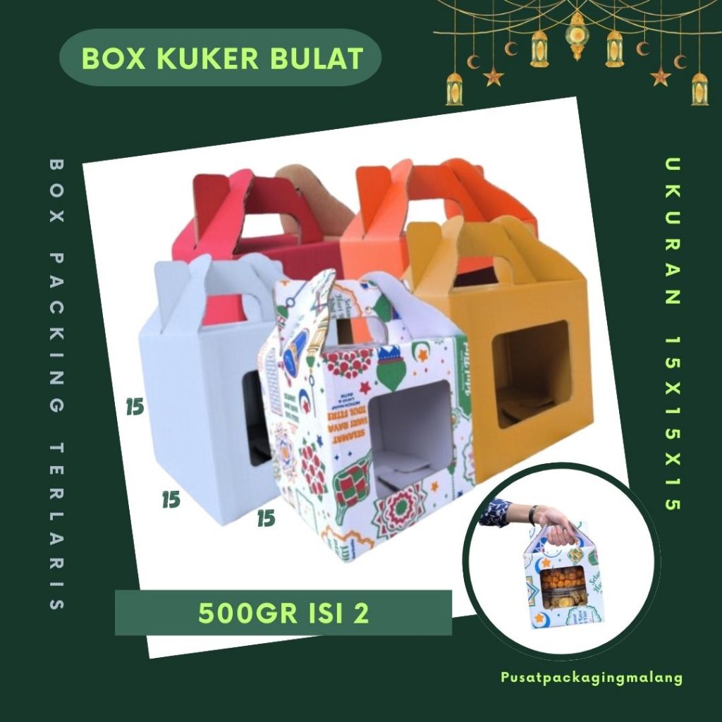 

Box 15x15x15 Jinjing (KUKER TOPLES 500gr Isi 2) Gable Box Kardus Kue Kering / Idul Fitri /Hampers / Lebaran / Gable Box Polos/Motif