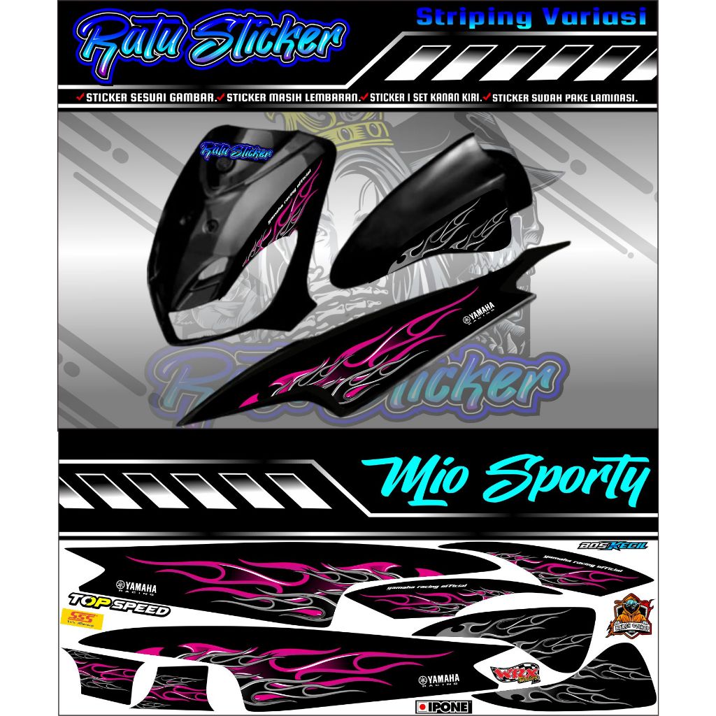 STRIPING MIO SPORTY VARIASI API ARAI SIMPLE ,STICKER MOTOR MIO