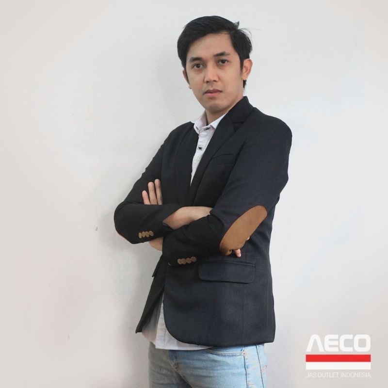 AECO Jas Blazer Pria Elbow Serìes Warna Slim fit