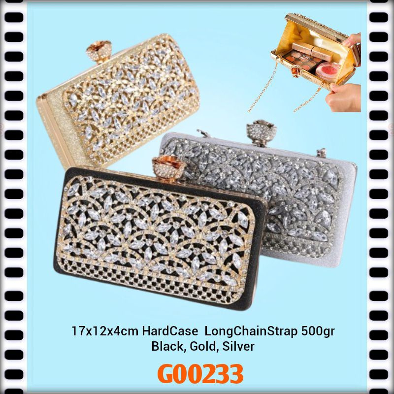Gij. Clutch Bag Tas Pesta Mewah Fashion Wanita G003 G00233 1kg2 LUXURY DIAMOND BROCADE MINAUDIERE PA