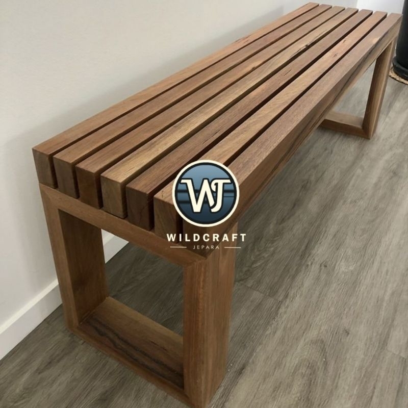 BANGKU TERAS - BANGKU TAMAN OUTDOOR - BANGKU PANJANG KAYU TREMBESI SOLID
